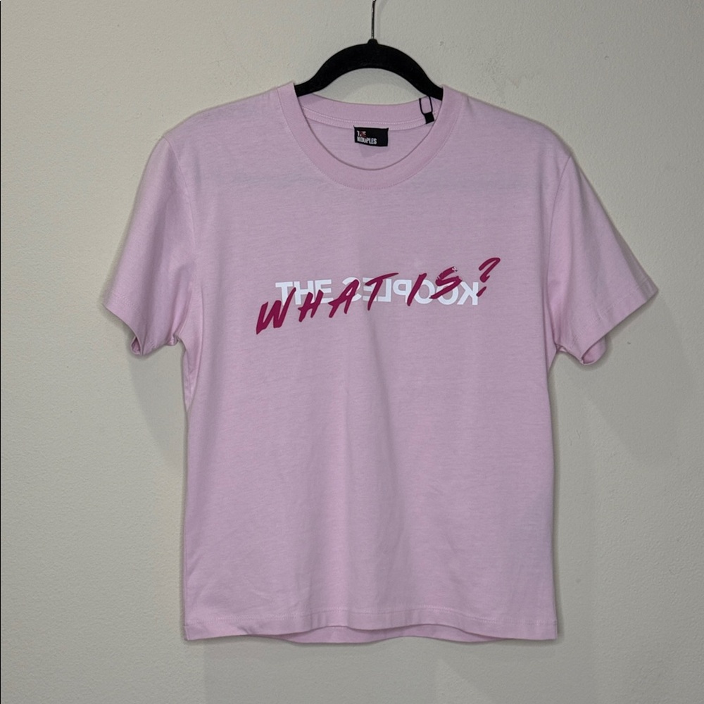 The Kooples "What Is" graphic t-shirt in pale pink cotton jersey